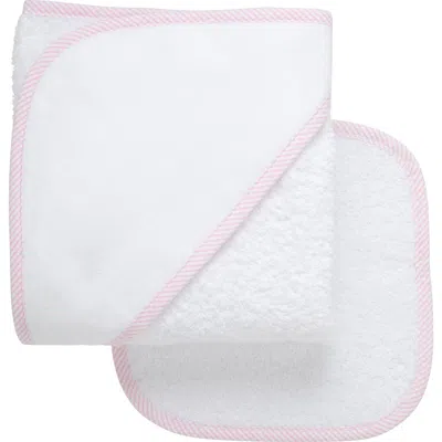 3 Marthas Kids'  Seersucker Stripe Trim Hooded Towel & Washcloth Set