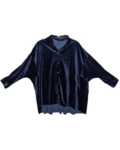 3 Potato Long Sleeve Velvet Top In Blue