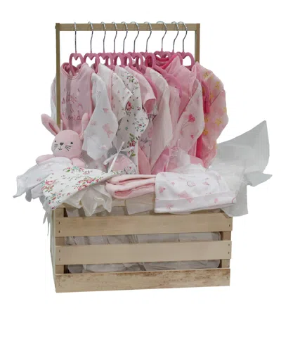 3 Stories Trading Baby Girls' First Year Baby Shower Gift Crate, 36-piece Set In Pink