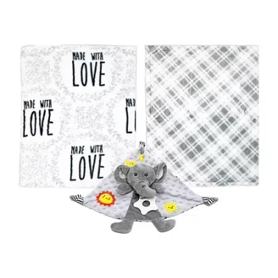 3 Stories Trading Company 3-pc. Baby Blanket And Toy Set In Gray