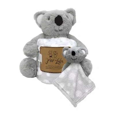 3 Stories Trading Company Baby 3 Piece Plush Toy With Blanket And Nunu In Gray