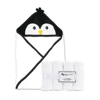 3 Stories Trading Company Baby Animal Towel With 4 Wash Cloths 5-pc. In Black