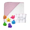 3 Stories Trading Company Baby Bath Towel And Washcloths With Bath Toys 9-pc. In Pink