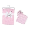 3 Stories Trading Company Baby Cable Knit Gift Set 2-pc. Baby Blanket In Pink
