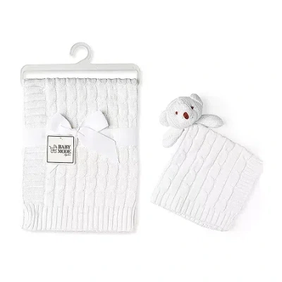 3 Stories Trading Company Baby Cable Knit Gift Set 2-pc. Baby Blanket In White