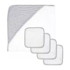 3 Stories Trading Company Baby Hooded Bath Towel With 4 Wash Cloths 5-pc. In Gray