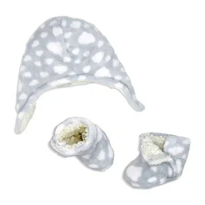 3 Stories Trading Company Baby Plush Hat & Booties - 3 Pieces In Gray