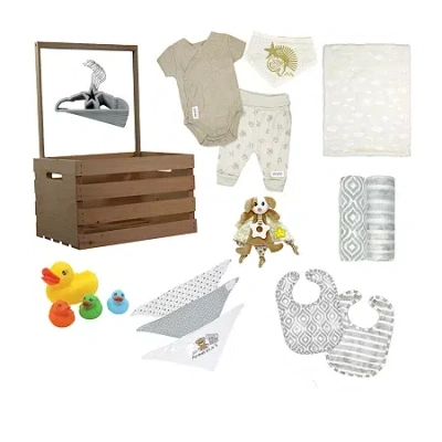 3 Stories Trading Company Baby Shower Gift Set Wardrobe Crate Unisex 29-pc. In Sand