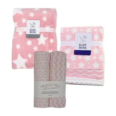 3 Stories Trading Company Baby Stars 7 Piece Blanket Gift Set In Pink