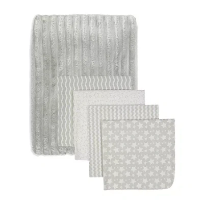 3 Stories Trading Company Baby Striped Blanket And 4 Receiving Blankets In Gray