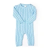 3 Stories Trading Company Baby Unisex Easy-on + Easy-off Round Neck Long Sleeve Jumpsuit In Blue