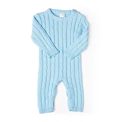 3 Stories Trading Company Baby Unisex Easy-on + Easy-off Round Neck Long Sleeve Jumpsuit In Blue