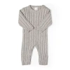 3 Stories Trading Company Baby Unisex Easy-on + Easy-off Round Neck Long Sleeve Jumpsuit In Gray