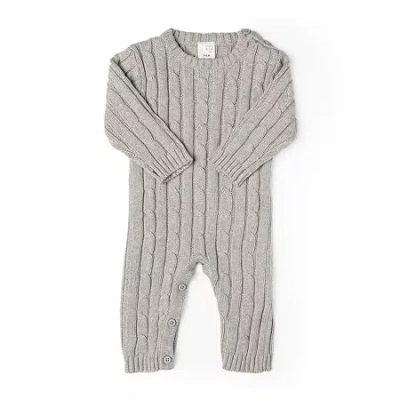 3 Stories Trading Company Baby Unisex Easy-on + Easy-off Round Neck Long Sleeve Jumpsuit In Gray