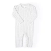 3 Stories Trading Company Baby Unisex Easy-on + Easy-off Round Neck Long Sleeve Jumpsuit In White