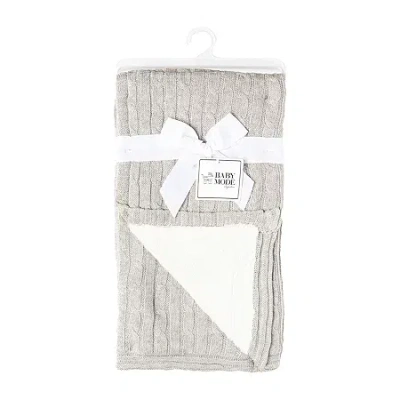 3 Stories Trading Company Cable Knit Sherpa Baby Blanket In Gray