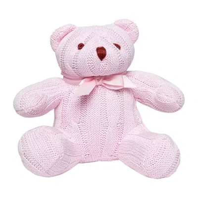 3 Stories Trading Company Cable Knit Snubble Bear Stuffed Animal In Pink