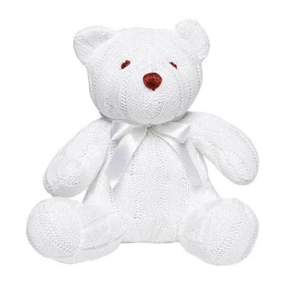 3 Stories Trading Company Cable Knit Snubble Bear Stuffed Animal In White