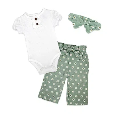 3 Stories Trading Company Babies' Girls 3-pc. Pant Set In Green