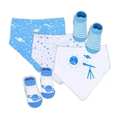3 Stories Trading Company Babies' Unisex 5-pc.bib And Socks Set In Blue