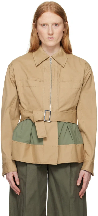 3.1 Phillip Lim / フィリップ リム Layered Belted Utility Jacket In Khaka Khaki-army