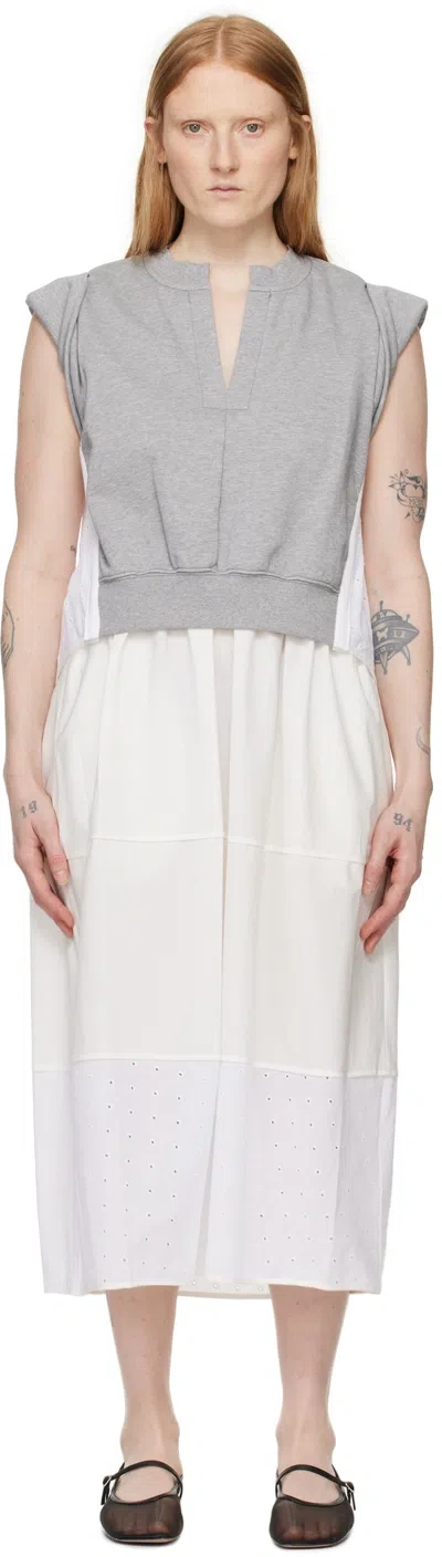 3.1 Phillip Lim / フィリップ リム Gray & White Rolled Sleeve Midi Dress In Gr053 Grey Melange