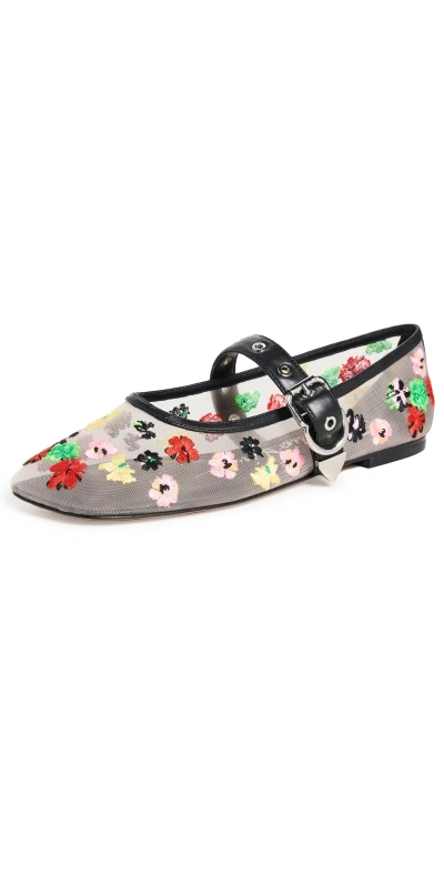 3.1 Phillip Lim Women's Flowerworks Floral-embroidered Mesh Mary Jane Flats In Creme Multi