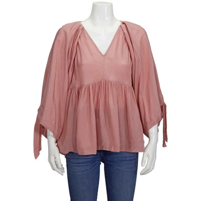 3.1 Phillip Lim Ladies Dusty Pink Empire Waisted V Neck Top