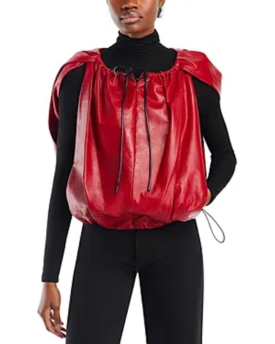 3.1 Phillip Lim / フィリップ リム Leather Cocoon Zip Vest In Red