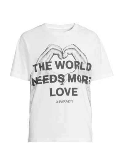 3paradis Men's Hand & Hearts Graphic T-shirt In White