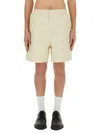 3paradis Stud-embellished Cotton Bermuda Shorts In Beige