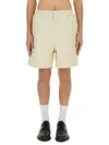 3paradis Stud-embellished Cotton Bermuda Shorts In Beige