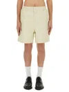 3paradis Stud-embellished Cotton Bermuda Shorts In Beige