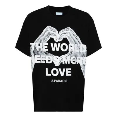 3paradis 'twnml' Hands & Heart Cotton T-shirt In Black/white