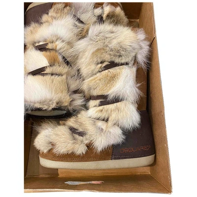 Pre-owned Dsquared2 Beige Faux Fur Ankle Boots