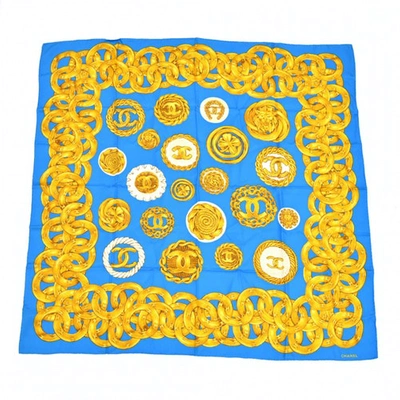 Pre-owned Chanel Blue Silk Scarf