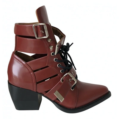 Pre-owned Chloé Rylee Red Leather Ankle Boots