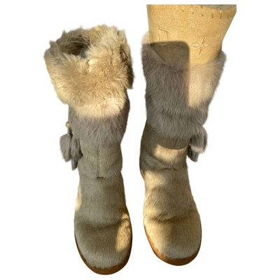 Pre-owned Ferragamo Beige Fur Boots