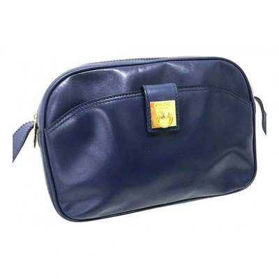 Pre-owned Celine Leather Handbag In Navy