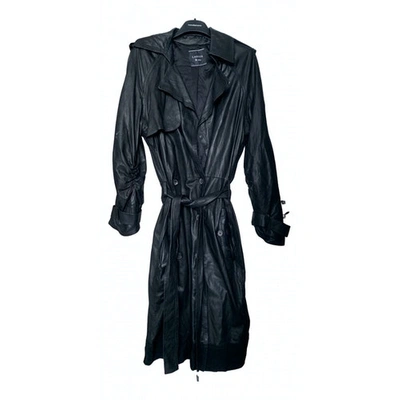 Pre-owned Lanvin Black Leather Trench Coat