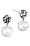 John Hardy Hammered Drop Stud Earrings In Silver
