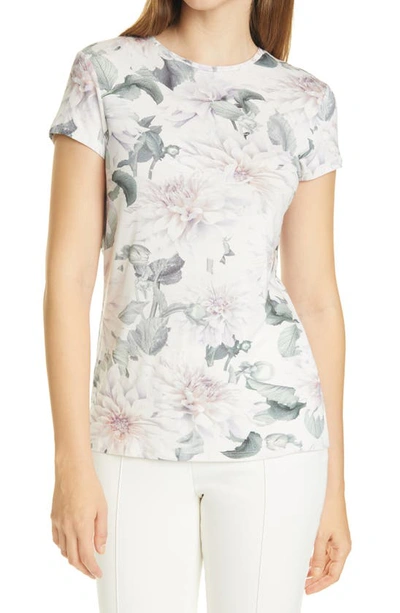 Ted Baker Hilmaa Clove Fitted Tee Shirt In White-black