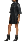 TOPSHOP OVERSIZE FAUX LEATHER SHIRTDRESS,10B18TBLK