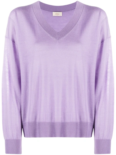 Altea Rib-trimmed Virgin Wool Jumper In Purple