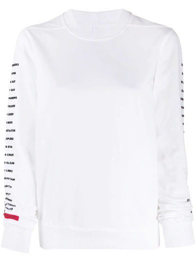 Rick Owens Drkshdw Logo Print Long-sleeved Jumper In White