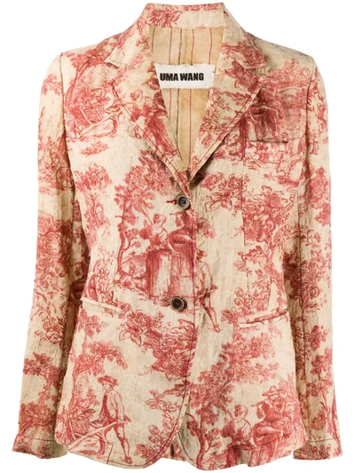 Uma Wang Printed Floral Blazers In Neutrals