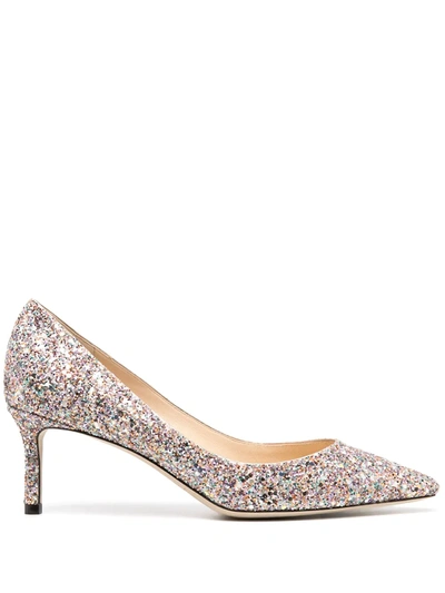 Jimmy Choo Romy 60mm Glitter-detail Pumps In Pink,gold,silver