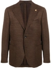Lardini Single-breasted Wool Blazer In Brown