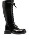 DOLCE & GABBANA KNEE-HIGH LACE-UP COMBAT BOOTS