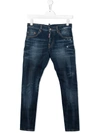 DSQUARED2 TEEN DISTRESSED MEDIUM-WASH JEANS